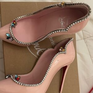 Christian Louboutin Pink Crystal Embellished Heels